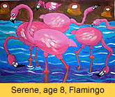 a kid's flamingo artwork in ready-mix paint painted in children art class