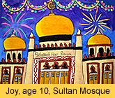 sultan mosque in oil pastel by a kid from our children art class