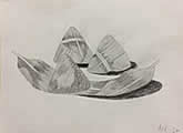 Rice dumpling artwork in pencil by a child, age 12, from our children art class